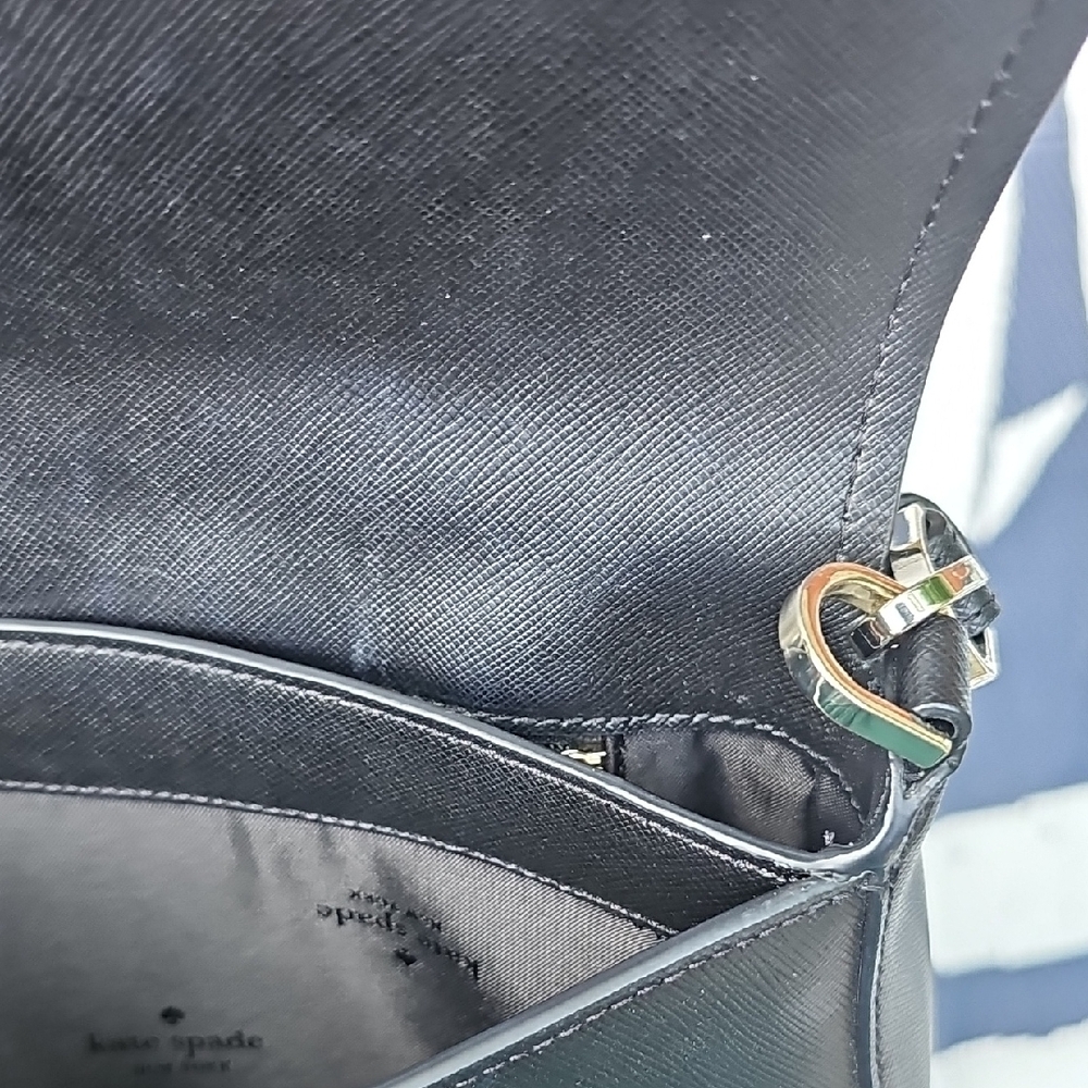 Kate Spade New York Staci Saffiano Leather Flap Shoulder Bag, Black - Picture 8 of 10